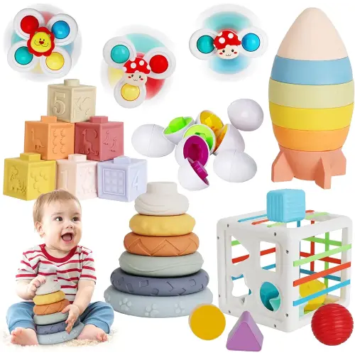 Baby Toys 6-12 Months 6 in 1 Montessori Set Toys for 1 Year Old Educational Sensory Toys for Toddlers Age 12 to 18 Months Developmental Learning Toy Infant Birthday Gifts for Boys Girls Babies