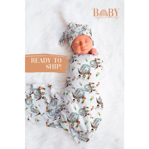 PETER PAN Swaddle Set, Peter Pan Gift for Baby, Neverland baby gift, Baby Shower Gift, Newborn Gift, Baby Boy Gift, Baby Blanket