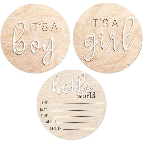 3 PCS Its a Boy Its a Girl Wooden Sign,Baby Announcement Sign,Hello World Newborn Sign,Birth Announcement Sign,Newborn Announcement Sign,Photography Props,Bohemian Style Decorations