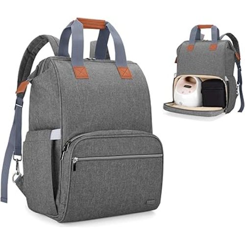 Teamoy Breast Pump Bag Compatible with Spectra S1,S2, Medela and Cooler Bag, Convertible Breast Pump Tote and Backpack with Laptop Sleeve for Working Moms, Gray