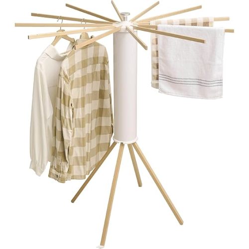 JOOM Four Legs Clothes Drying Rack, Garment Rack Portable and Foldable Space Saving Laundry Drying Rack - Drying Rack Floor Folding Balcony Bedroom Solid Invisible Household