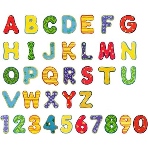 Nuby Floating Bath Tub Alphabet and Number Set, Soft Foam Educational Waterproof Letters and Numbers Toy, 36 Pieces