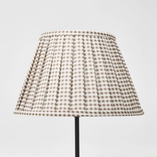 Gingham Pleated Lamp Shade Brown - Threshold™ designed with Studio McGee