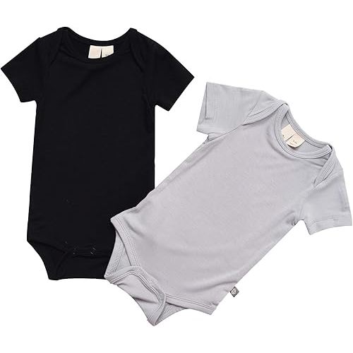 KYTE BABY Unisex Bodysuits, 2-Pack Short Sleeve Baby Bodysuits, 97% Rayon made from Bamboo, 3% Spandex