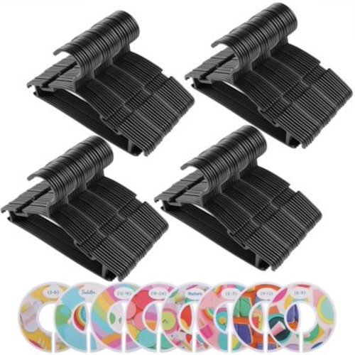 Baby Hangers for Closet Kids Hangers 100 Pack Black Plastic Smooth Finish