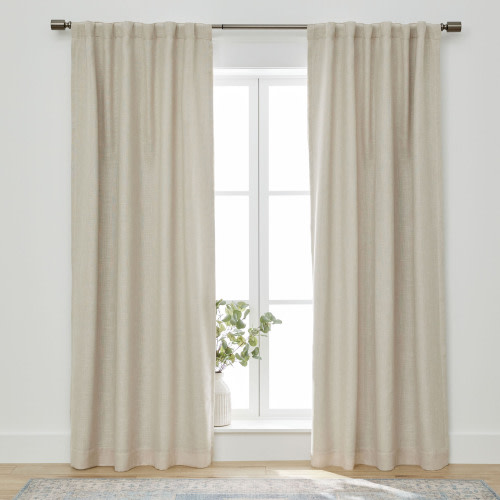 Better Homes & Gardens Blackout Linen Blend Curtain Rod Pocket Back Tab, Single Panel, Papyrus Beige, 50" W x 84" L