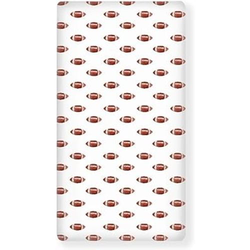 Brown and White Football Fitted Crib Sheet Sports Theme Watercolor Vintage Standard Crib Mattress Fitted Sheet Cartoon Balls Toddler Bed Mattress Sheets Crib Mattress Sheet 28"x52"
