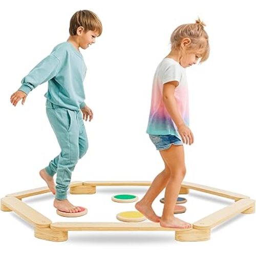 Avenlur Majesty Balance Beam for Kids - Toddler Stepping Stones and Connectors - Waldorf and Montessori Balance Board for Kids Ages 2 to 8 Years Old - Gymnastic Baby Obstacle Course