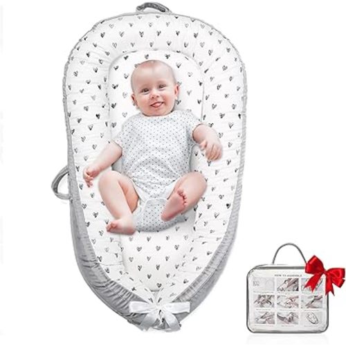 Baby Lounger,Portable Cosleeper, Polyester Cotton Infant Nest Cover, Comfortable Newborn Lounger, Ultra Baby Shower, Travel Baby Bed