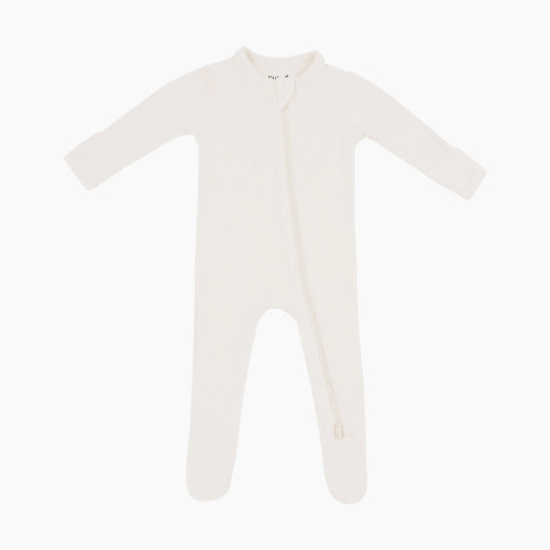 Kyte Baby Ribbed Zipper Footie - Oat, Newborn