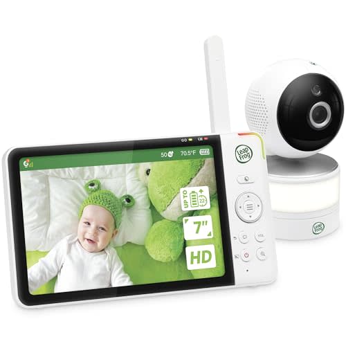LeapFrog LF920HD Baby Monitor with Camera and Audio, 7" HD LCD Display, Color Day&Night Vision, 360 Pan-tilt, 8XZoom, Night Light, Temp & Humidity Sensor, Up to 1000ft, Secure Transmission No WiFi