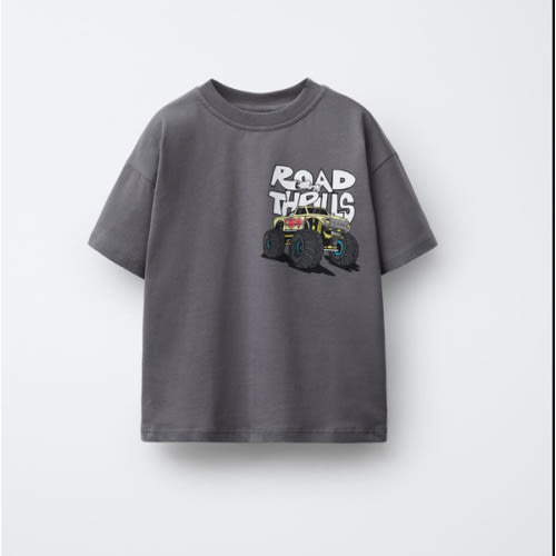 CAR PRINT T-SHIRT - Dark gray | ZARA United States