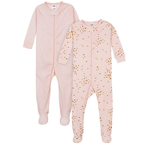 Gerber Baby Girls' 2-Pack Footed Pajamas
