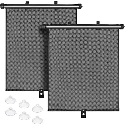 SHEEFLY Car Window Shades,2 Pack Side Window Shade for Car,Breathable Foldable Retractable Mesh Car Sun Shade Protects Baby,Kids,Pets from Sun Glare and UV Rays(BLACK)