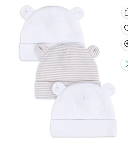 Gerber Baby Boy Cotton Caps, 3-Pack, Sizes Newborn - 0/6 Months