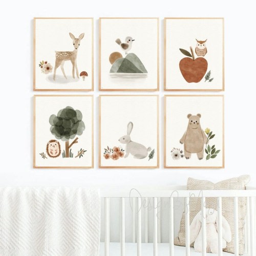 Set of Woodland wall art, Toddler wall art prints, Woodland poster, Art decor, Baby prints for your choice, Forest prints, Teen boy decor