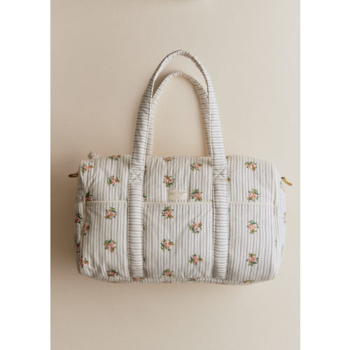 Diaper/Maternity Weekend Bag - Striped Floral Embroidery