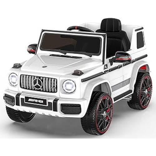 ANPABO Licensed Mercedes-Benz G63 Car for Kids, 12V Ride on Car w/Parent Remote Control, Low Battery Voice Prompt, LED Headlight, Music Player & Horn, Soft Start, Kids Electric Vehicle, White