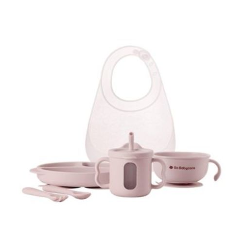 Bc Babycare Silicone Baby Feeding Set 6pcs Toddler Dishes Set Pink