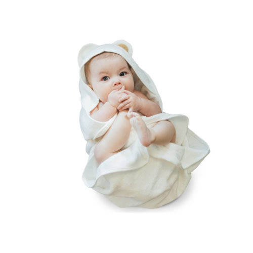 Natemia Premium Hooded Baby Towels - Ultra Soft Baby Bath Towel with Animal Design, Toddler Bath Towel, Newborn Towels for Boys and Girls, Made in Turkey - White Bear