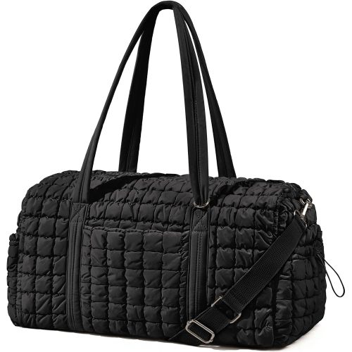 Quilted Travel Duffle Bag for Women Medium Weekender Bag Puffer Overnight Bag Large Soft Puffy Duffel Bag Carry-On Gym Bag Lightweight Personal Item Travel Bag for Trips Business Sport Airplane