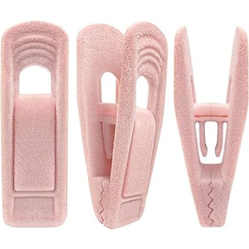 Light Pink Velvet Hangers Clips 40 PCS, Non-Slip Finger Clip for Pants Suit Skirt Velvet Hanger, Strong Flocking Hangers Clips