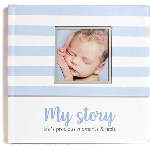 Keepsake Memory Book for Baby Boy or Girl – Timeless First 5 Year Baby Book – A Milestone Book to Record Every Event from Birth to Age 5 – Gender Neutral Journal Scrapbook Photo Album, Blue