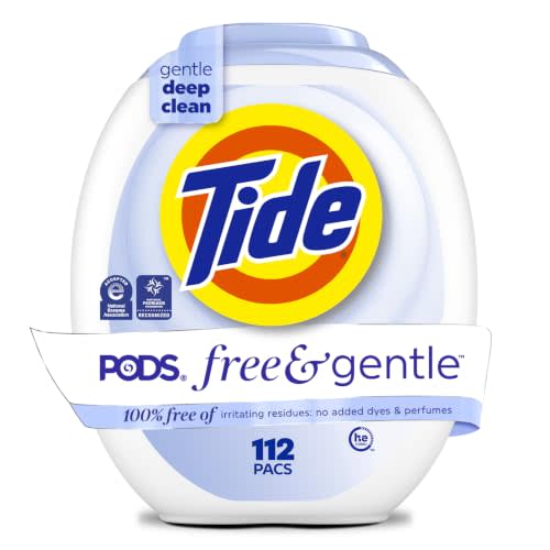 Tide PODS Free & Gentle Laundry Detergent Soap Pacs, 112 Count, Tide PODS Laundry Detergent, Laundry Detergent Pacs, Laundry PODS Detergent