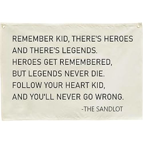 Baseball Sign-Hanging Rectangular Canvas Banner Flag Wall Decoration for Kids Boy Teen,Nursery Bedroom Playroom Wall Decor,Baby Shower Birthday Christmas Gift-The Sandlot Quote 28.5"L×20"W