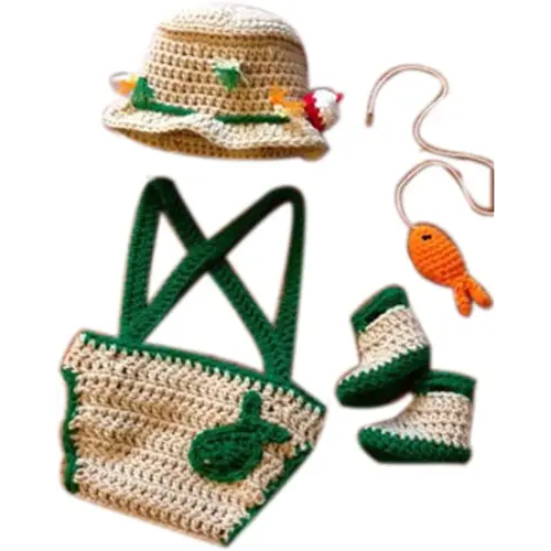 Newborn Photography Props Baby Photo Outfits Crochet Kintted Fisherman Set