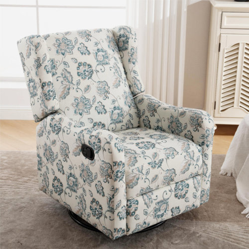 Red Barrel Studio® Askar 27.5" Manual Floral Swivel Glider Rocking Recliner with Wingback & Reviews | Wayfair