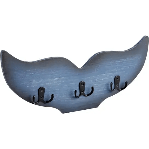 Okuna Outpost Whale Tail Wall Hook for Nursery, Nautical Ocean Wall Decor (Blue, 15.5 x 6.75 x 1 in)