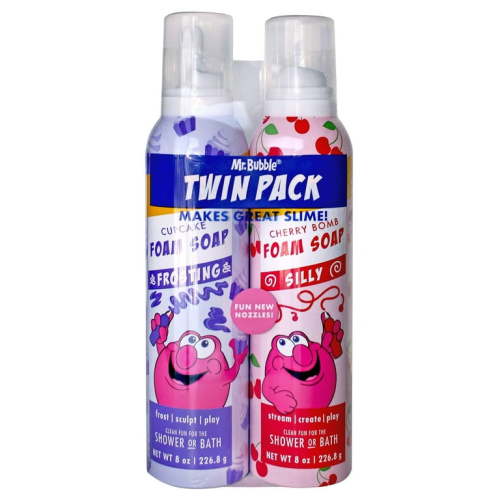 Mr. Bubble Foam Soap Twin Pack, Kids Bath Play Spray, Fun Colored Scents, Safe for Children, 16 oz.