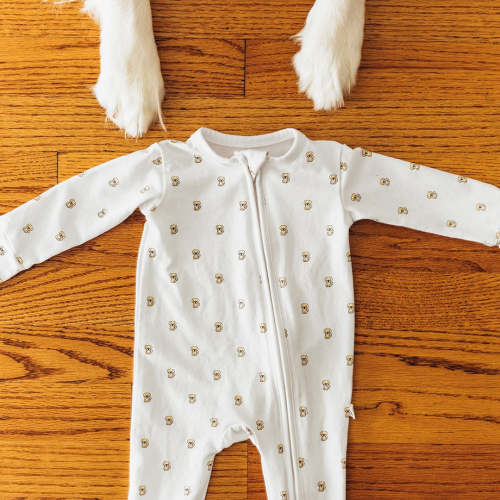 Organic Zippered Footie in Golden Retriever