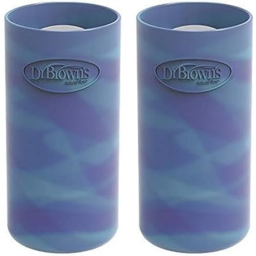 Dr. Brown's Natural Flow Options+ Glass Baby Bottle Sleeves,100% Silicone,8 oz,Narrow,Glow in The Dark (Pack of 2)
