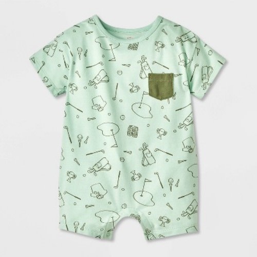 Baby Boys' Pocket Short Sleeve Romper - Cat & Jack™ Light Green Newborn