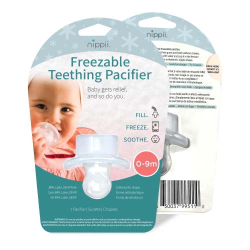 Nippii Freezable Orthodontic Pacifier, Cold Teething Relief, Cooling Silicone Pacifier Teether Toy Baby 0-9mo 1pc