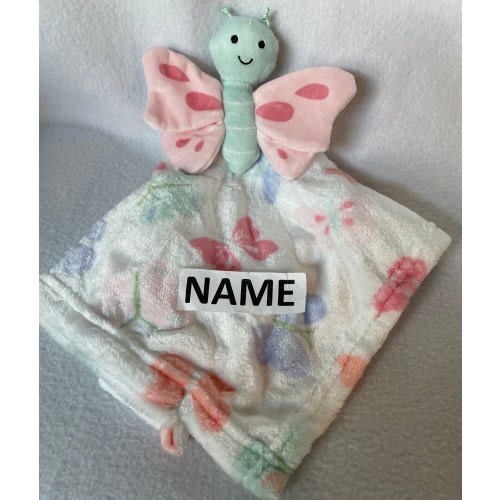 Smiling Butterfly Personalized Plush Baby Lovey/Pastel Colors Security Blanket/Insect Snuggle/Baby Shower/Christening/Easter/Christmas Gift