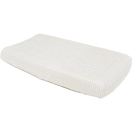 Little Unicorn – Tan Gingham Changing Pad Cover | 100% Cotton Muslin