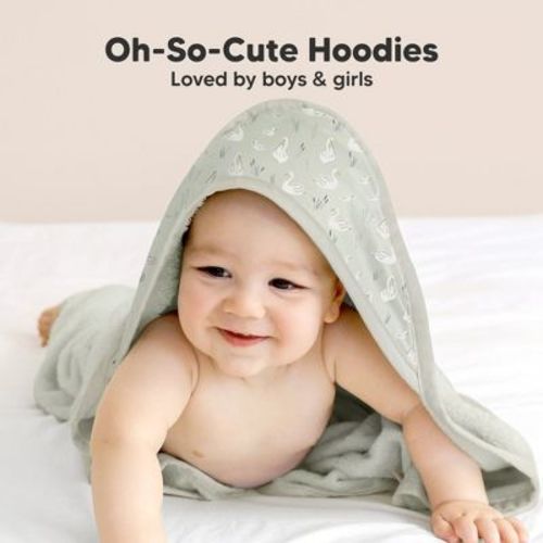 Luxe Baby Hooded Towel, Organic Baby Bath Towel, Hooded Baby Towels, Baby Beach Towel for Newborn, Kids (Dinos, Petite)