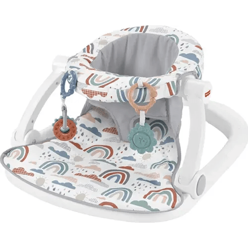 Fisher-Price Portable Baby Chair Sit-Me-Up Floor Seat with Developmental Toys & Machine Washable Seat Pad, Rainbow Sprinkles