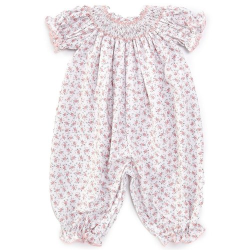 Edgehill Collection Baby Girls 3-24 Months Smocked Neckline Floral Print Short Sleeve Romper