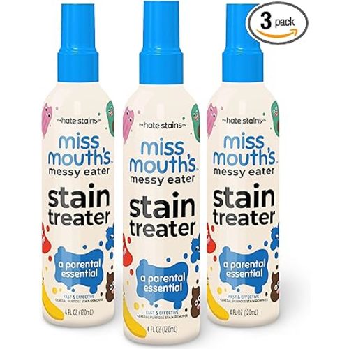 Miss Mouth's Messy Eater Stain Treater Spray - 4oz 3 Pack Stain Remover - Newborn & Baby Essentials - No Dry Cleaning Food, Grease, Coffee Off Laundry, Underwear, Fabric