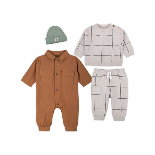 Little Star Organic Baby Boy 4Pc Long Sleeve Outfit Set, Lion, Size 6-9 Months