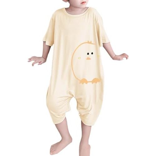 Umeyda Little Baby Boys Footless Pajamas Modal Short Sleeve Romper Jumpsuit Sleep and Play
