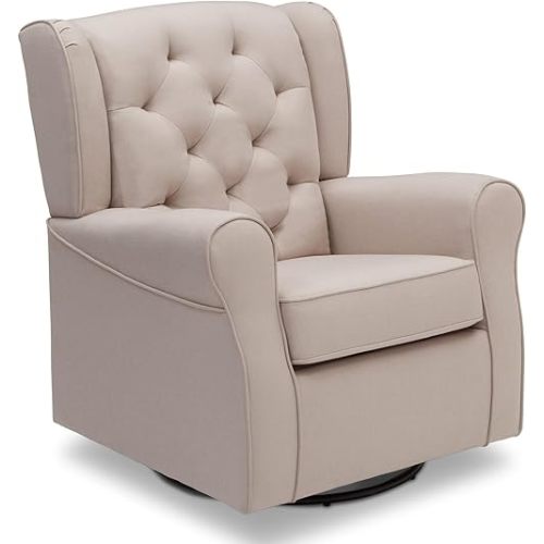 Delta Children Emma Nursery Glider Swivel Rocker Chair- Greenguard Gold Certified, Flax