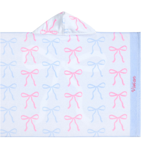 Bow Reversible Baby Beach Hooded Towel