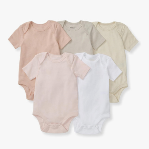 Burt's Bees Baby Unisex Organic Cotton Short and Long Sleeve Bodysuits, 5-Pack