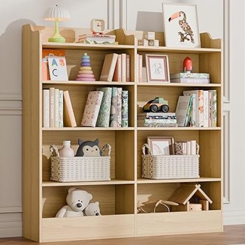 Cozy Castle Toy Storage Organizer, 5 Tier Kids Bookshelf, 10 Cube Toddler Bookcase Storage Cabinet for Playroom, Kids Room, Living Room, Nursery, Cubby, Kindergarten (Oak)