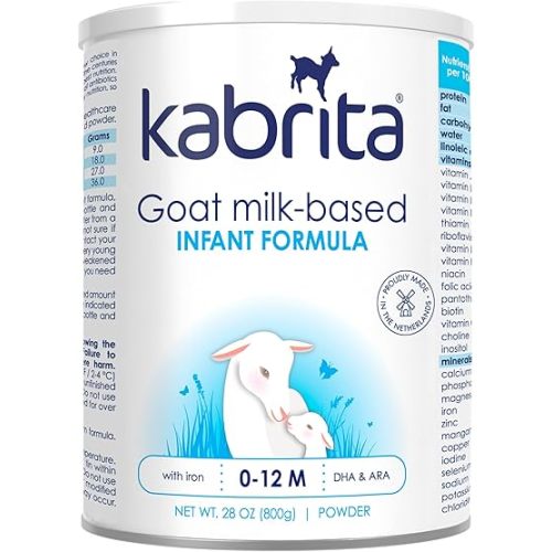 Kabrita Goat Milk Infant Formula - Easy to Digest Baby Formula 0-12 Months - Contains Prebiotics, Iron, DHA, Non-GMO - Gentle on Sensitive Tummies - Formula Supporting Gut Health & Sleep - 28Oz